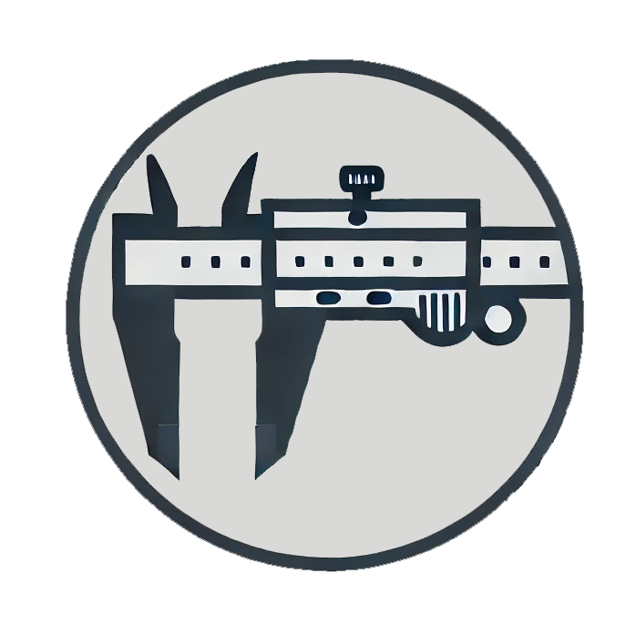 Målbars logo, eit skyvelære.